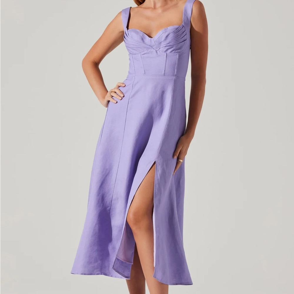 Astr Estella Corset Midi Dress in Purple